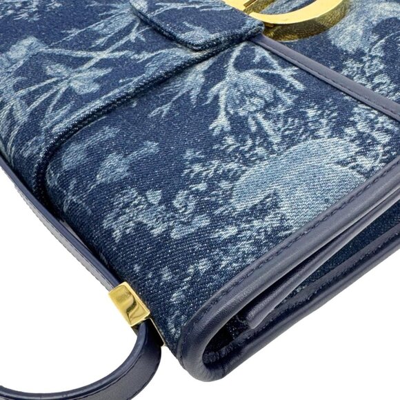 Christian Dior  Montaigne 30 Flowers Print Denim Shoulder Bag Blue - Picture 6 of 13